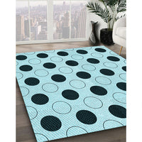 Patterned Aquamarine Stone Green Rug, pat404lblu