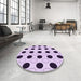 Round Patterned French Lilac Purple Rug in a Office, pat404pur