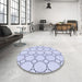 Round Patterned Lavender Blue Rug in a Office, pat405blu