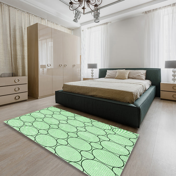 Patterned Mint Green Rug in a Bedroom, pat405grn