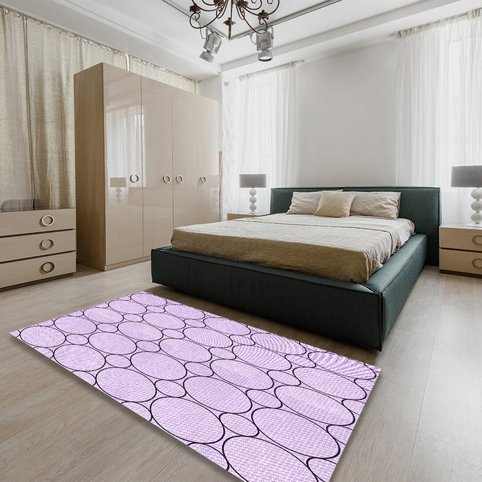 Round Machine Washable Transitional Orchid Purple Rug in a Office, wshpat405pur