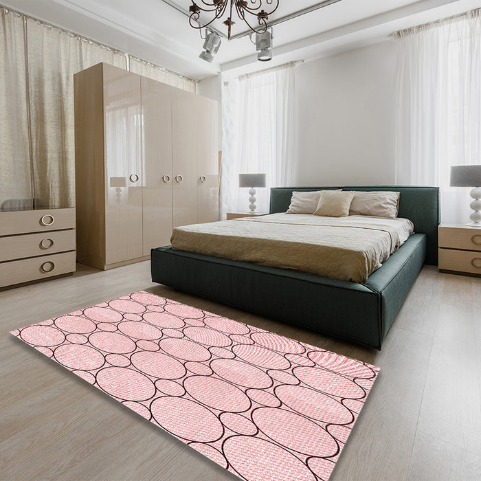 Patterned Pink Rug in a Bedroom, pat405rd