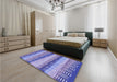 Patterned Slate Blue Rug in a Bedroom, pat406blu