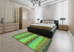 Patterned Green Rug in a Bedroom, pat406grn