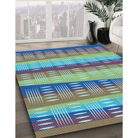 Patterned Medium Aqua Marine Green Rug, pat406lblu