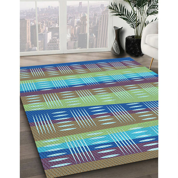 Patterned Medium Aqua Marine Green Rug in Family Room, pat406lblu