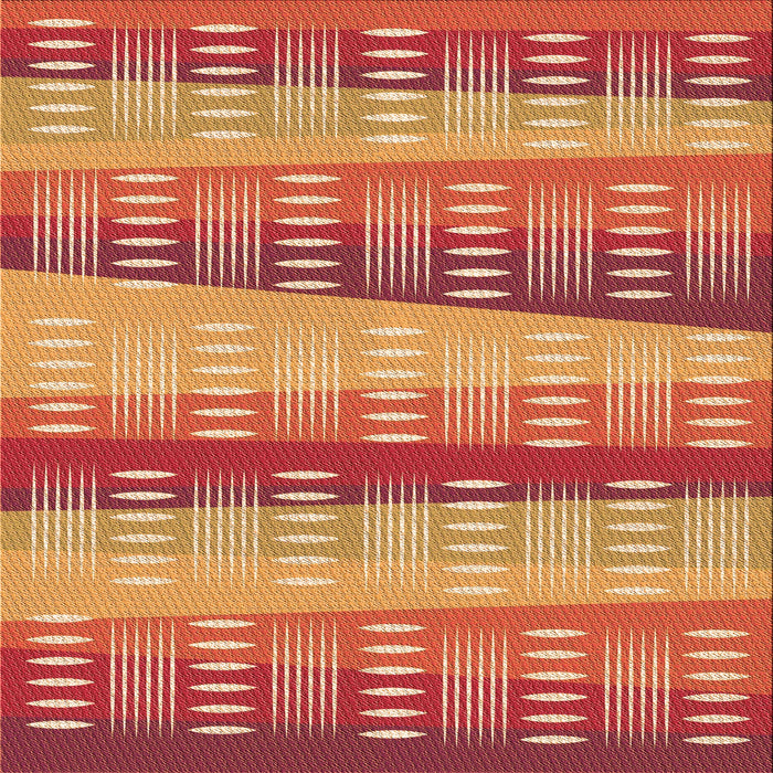 Round Patterned Orange Rug, pat406org