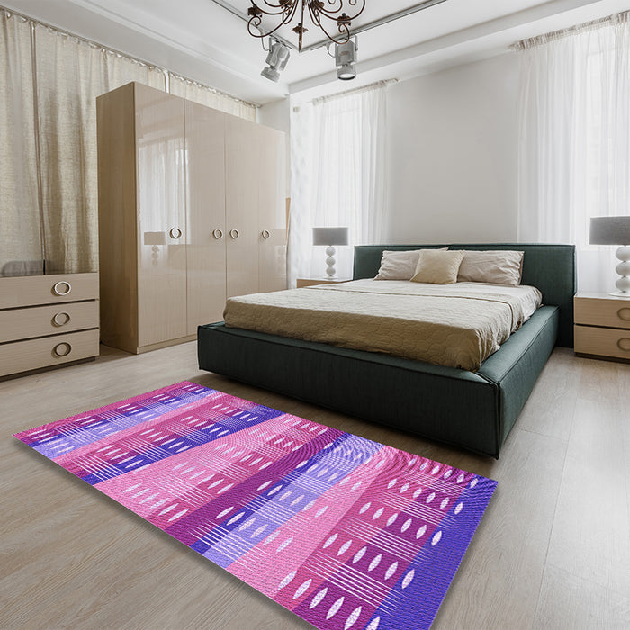 Patterned Violet Purple Rug in a Bedroom, pat406pur