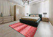 Patterned Red Rug in a Bedroom, pat406rd