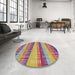 Round Patterned Sand Brown Novelty Rug in a Office, pat406