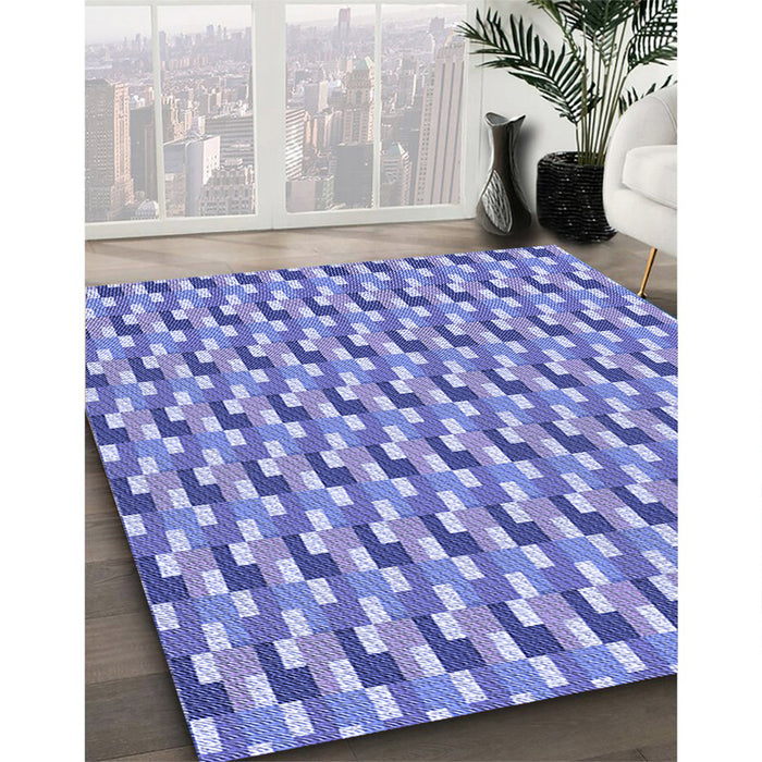 Patterned Jeans Blue Rug in Family Room, pat407blu