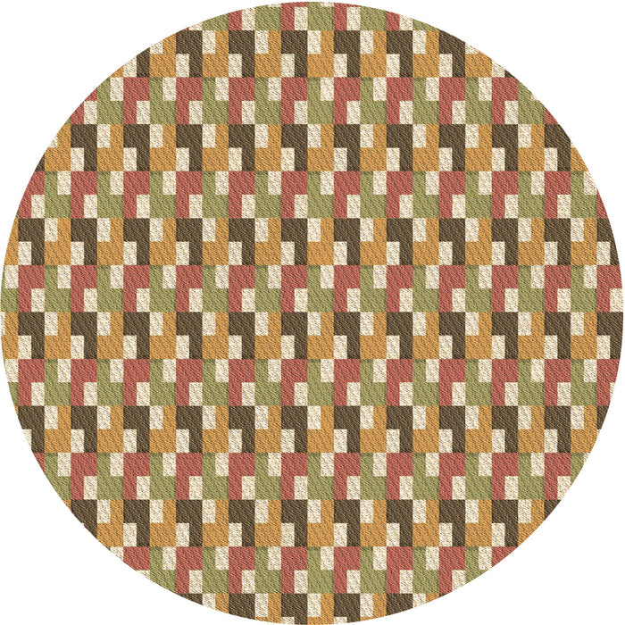 Square Patterned Red Rug, pat407brn
