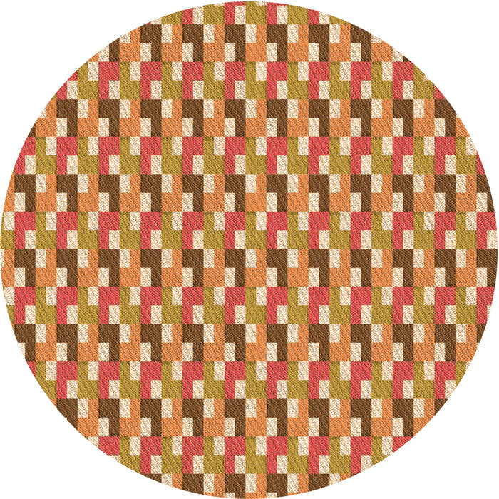 Square Patterned Yellow Orange Rug, pat407org