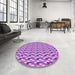 Round Patterned Bright Lilac Purple Rug in a Office, pat407pur