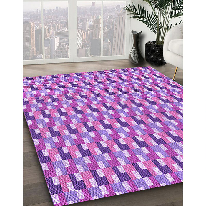 Patterned Bright Lilac Purple Rug in Family Room, pat407pur
