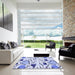 Square Patterned Blue Rug in a Living Room, pat408blu