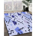 Machine Washable Transitional Blue Rug in a Family Room, wshpat408blu