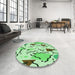 Round Patterned Green Rug in a Office, pat408grn