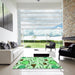 Square Patterned Green Rug in a Living Room, pat408grn