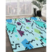 Patterned Glacial Blue Ice Blue Rug in Family Room, pat408lblu