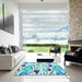 Square Patterned Glacial Blue Ice Blue Rug in a Living Room, pat408lblu