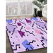 Machine Washable Transitional Periwinkle Pink Rug in a Family Room, wshpat408pur