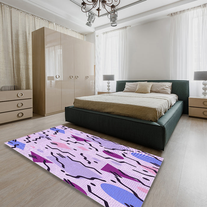 Patterned Periwinkle Pink Rug in a Bedroom, pat408pur