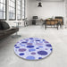 Round Patterned Periwinkle Purple Rug in a Office, pat409blu