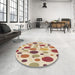 Round Patterned Khaki Gold Rug in a Office, pat409brn