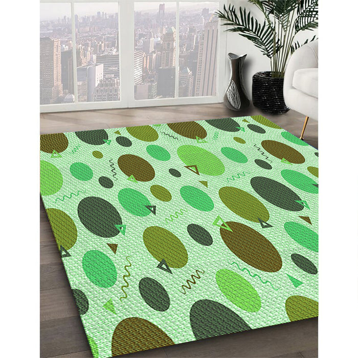 Patterned Green Rug in Family Room, pat409grn