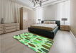 Patterned Green Rug in a Bedroom, pat409grn