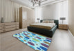 Patterned Steel Blue Rug in a Bedroom, pat409lblu