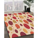 Patterned Red Rug in Family Room, pat409org