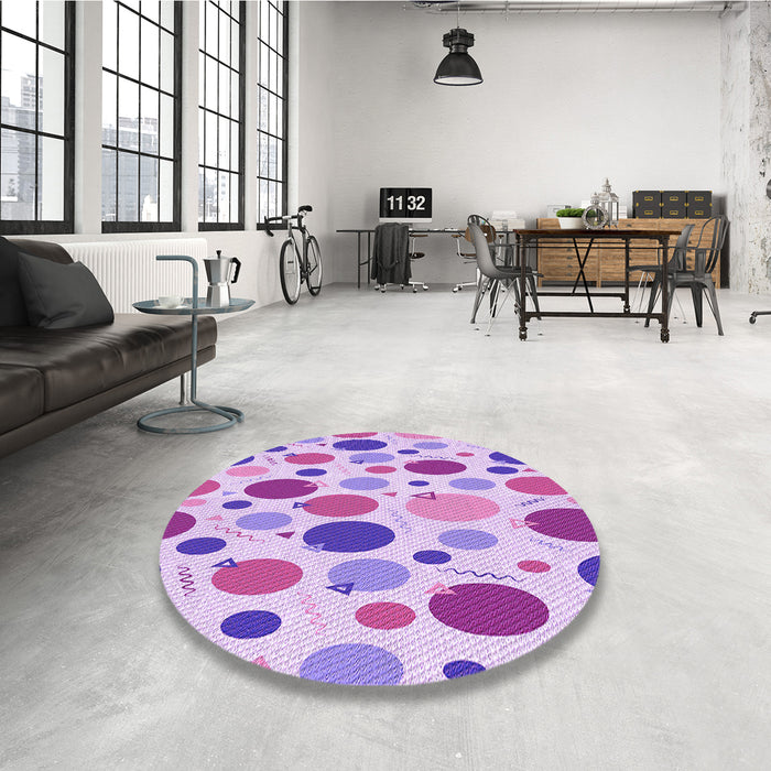 Round Patterned Blossom Pink Rug in a Office, pat409pur