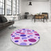 Round Patterned Blossom Pink Rug in a Office, pat409pur