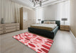 Patterned Deep Rose Pink Rug in a Bedroom, pat409rd