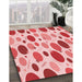 Patterned Deep Rose Pink Rug in Family Room, pat409rd