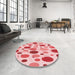 Round Patterned Deep Rose Pink Rug in a Office, pat409rd