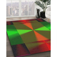 Patterned Dark Lime Green Novelty Rug, pat40