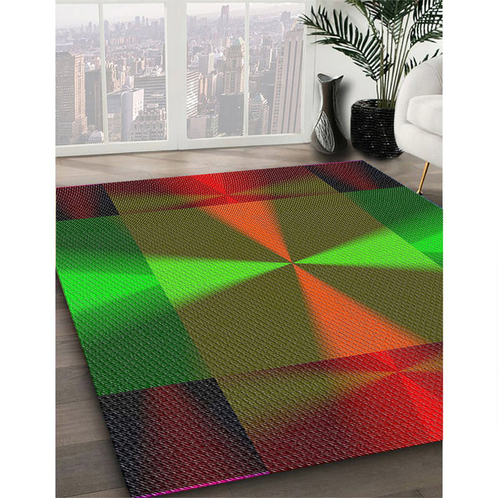 Machine Washable Transitional Dark Lime Green Rug in a Family Room, wshpat40