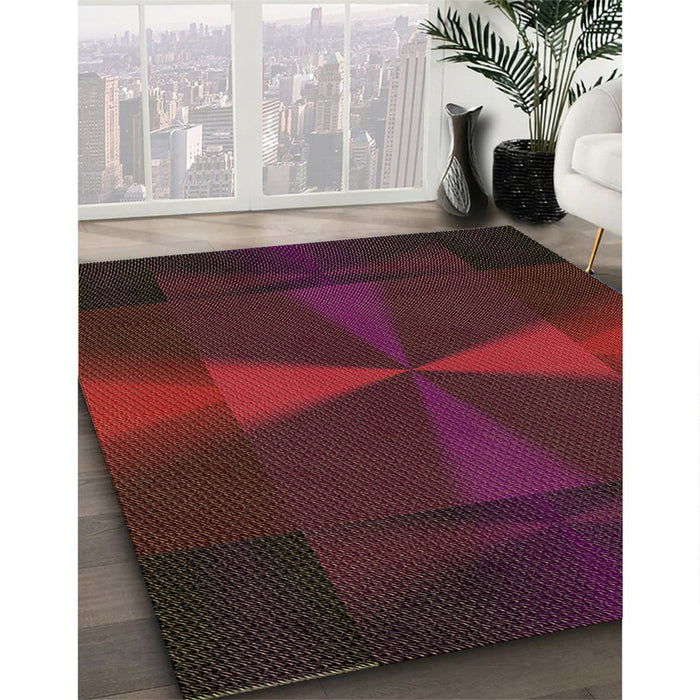 Patterned Brown Red Rug in Family Room, pat41brn