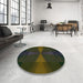 Round Patterned Army Green Rug in a Office, pat41grn