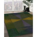 Machine Washable Transitional Army Green Rug in a Family Room, wshpat41grn