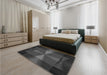 Patterned Charcoal Black Rug in a Bedroom, pat41gry