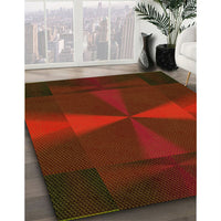 Patterned Crimson Red Rug, pat41yw