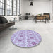 Round Patterned Lilac Purple Rug in a Office, pat410blu