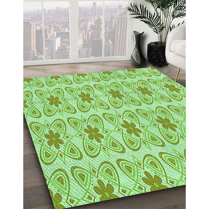Patterned Jade Green Rug in Family Room, pat410grn