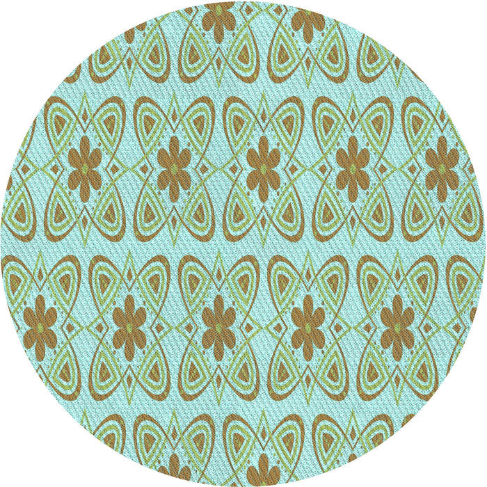 Square Patterned Aquamarine Green Rug, pat410lblu