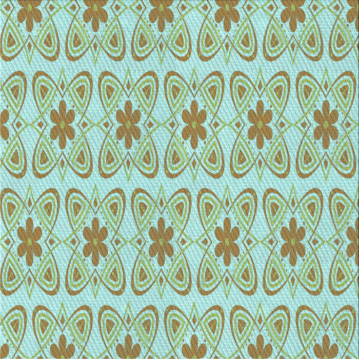 Round Patterned Aquamarine Green Rug, pat410lblu