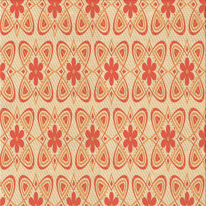 Round Patterned Orange Red Orange Rug, pat410org